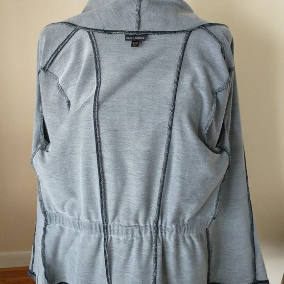 Coco + Carmen cardigan sweater jacket sweatshirt collared distressed grey size M - Picture 8 of 10